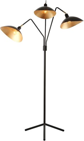 مجموعة Safavieh Lighting Iris منتصف القرن الحديثة المعاصرة السوداء/ الذهب 70 بوصة غرفة نوم غرفة نوم المنزل مصباح أرضي واقف (المصباح LED) in Kuwait