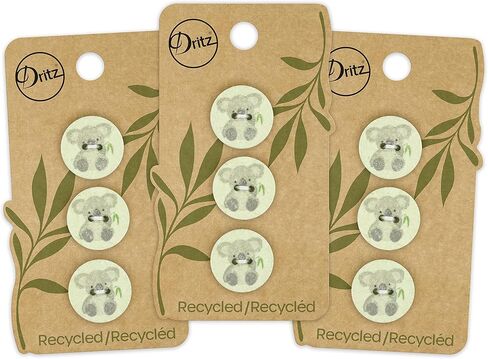 Dritz Koala ، أخضر فاتح ، 9 أزرار قطنية معاد تدويرها ، 18 ملم (11/16 ") ، 9 العد in Kuwait