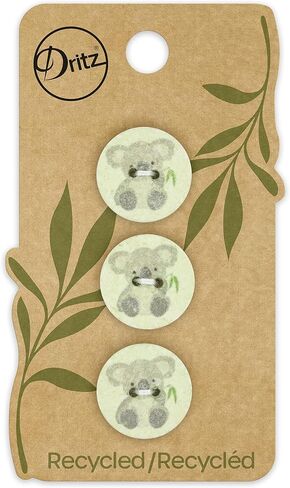 Dritz Koala ، أخضر فاتح ، 9 أزرار قطنية معاد تدويرها ، 18 ملم (11/16 ") ، 9 العد in Kuwait