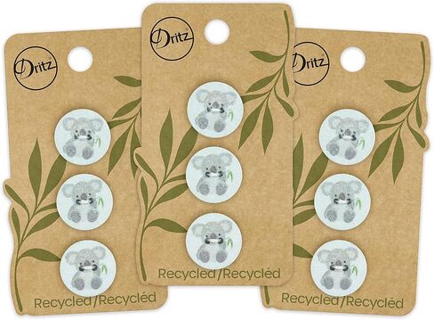 Dritz Koala ، أخضر فاتح ، 9 أزرار قطنية معاد تدويرها ، 18 ملم (11/16 ") ، 9 العد in Kuwait