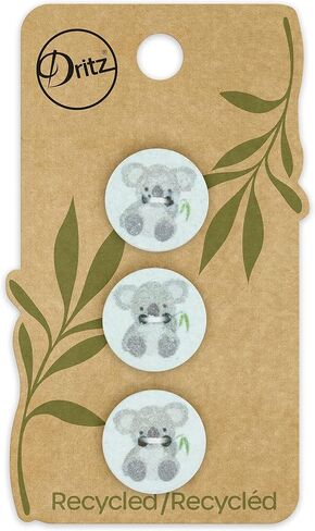 Dritz Koala ، أخضر فاتح ، 9 أزرار قطنية معاد تدويرها ، 18 ملم (11/16 ") ، 9 العد in Kuwait