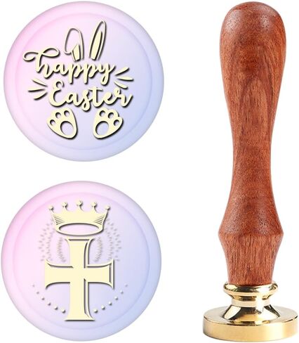 Yolakis Happy Easter Bunny Wax Seal Seal و Cross Wax Seal Seal Stamp Retro Wood Sealing Stamp لأظرف الزفاف الديكور الدعوة (النوع 2) in Saudi Arabia