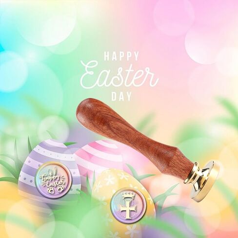 Yolakis Happy Easter Bunny Wax Seal Seal و Cross Wax Seal Seal Stamp Retro Wood Sealing Stamp لأظرف الزفاف الديكور الدعوة (النوع 2) in Saudi Arabia