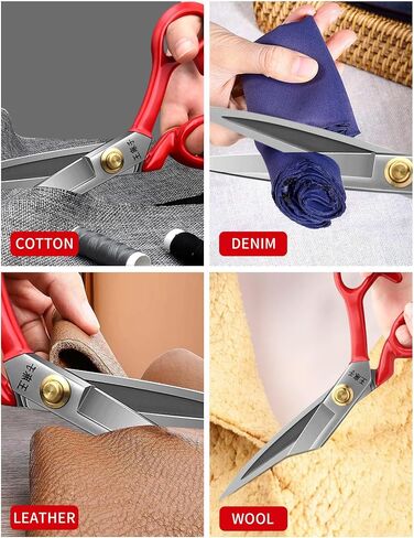 Sewing Scissors Fabric Shears Professional: 10 inch Heavy Duty Cutting Leather Tailor Sharp Scissor Left Handed Red in Saudi Arabia