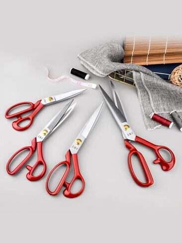 Sewing Scissors Fabric Shears Professional: 10 inch Heavy Duty Cutting Leather Tailor Sharp Scissor Left Handed Red in Saudi Arabia