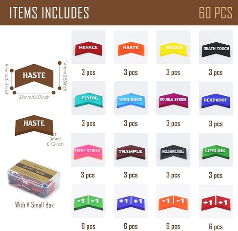 60Pcs MTG Counters/Keyword Counters for Magic The Gathering, Colorful Coded MTG Tokens, Improved Gameplay with This Great Magic The Gathering Gift/MTG Gift in Kuwait
