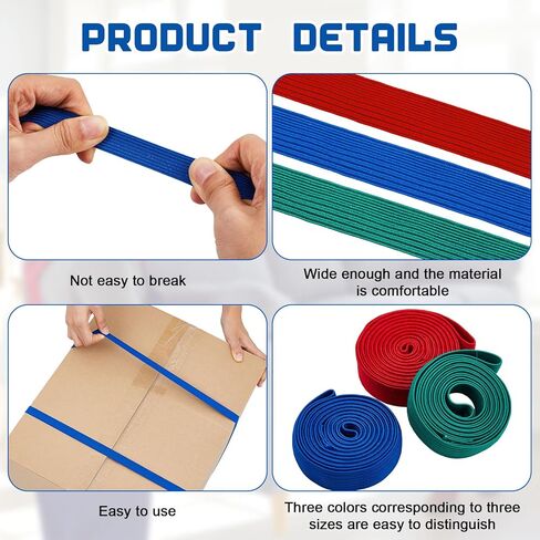 36 Pcs Variety Extra Large Moving Rubber Bands 42" 36" and 30" Rubber Straps Furniture Moving Supplies for Packing Pallets and Packing Blankets (Red,blue,green) in Kuwait