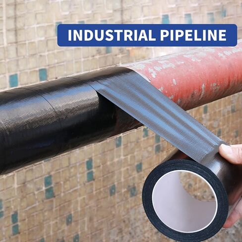 Corrosion Protection Pipe Tape, 10mil Pipe Wrap Tape for Drain Pipe, Metal Electrical Outdoor Underground Pipe, Waterproof PVC Black Tape Thicker for Hose Leak Proof, 4Inch x 33Yard in Kuwait