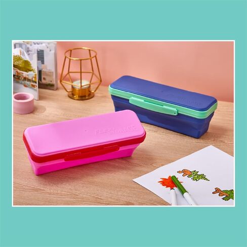 It's Academic Flexi Storage Box with Lid, Collapsible Pencil Case Design for Craft and School Supplies, 3-Pack in Saudi Arabia