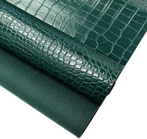 12" x 53" Glossy Embossed Crocodile Texture Faux Leather Roll Synthetic Leather Crafts Fabric for Wallets Keychains Handbags Making Sewing Crafts Material (Dark Green) in Saudi Arabia