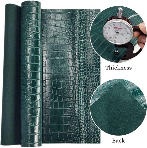 12" x 53" Glossy Embossed Crocodile Texture Faux Leather Roll Synthetic Leather Crafts Fabric for Wallets Keychains Handbags Making Sewing Crafts Material (Dark Green) in Saudi Arabia