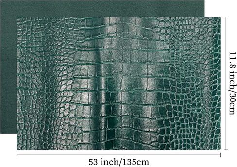 12" x 53" Glossy Embossed Crocodile Texture Faux Leather Roll Synthetic Leather Crafts Fabric for Wallets Keychains Handbags Making Sewing Crafts Material (Dark Green) in Saudi Arabia