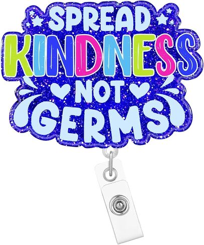 Be Kind Badge Reel Holder Retractable with ID Clip Nurse Spread Kindness Nursing Funny RN CNA Name Badge Clip Accessories Medical Student Glitter Purple Acrylic Badge Reels ID Name Card in Kuwait