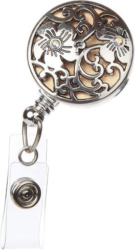 Retractable Badge Holder 32" Fashionable Badge Reels Retractable for Office Workers Teachers Students Nurses with 360° Swivel Alligator Clip Cute Badge Reel (Cassidy Blue Pearl Flower) in Saudi Arabia