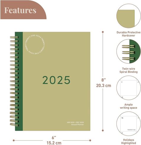 مخطط أسبوعي من Rileys 2023 - مخطط أجندة أسبوعية وشهرية سنوية، يناير - ديسمبر 2023، غطاء مرن، صفحات ملاحظات، ربط بسلك مزدوج (8 ​​× 6 بوصات، أخضر) in Kuwait