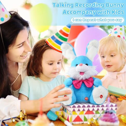 Emoin Easter Bunny Stuffed Animals Bunny Plush Baby Toys Bunny Peek-A-Boo Toys Repeats What You Say Singing with Floppy Ears Birthday Gift for Toddler 7 8 9 10 11 Months 1-2 Year Old（White） in Kuwait