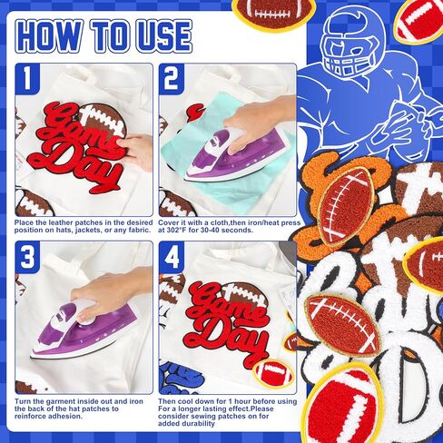 Iron On Embroidered Football Patches for Hats: Meneng 84PCS Football Helmet Sports Patch for Jackets Hoodies Backpacks - Star Stickers Sew On Applique for Football Enthusiasts Team Fans DIY Cratfs in Kuwait