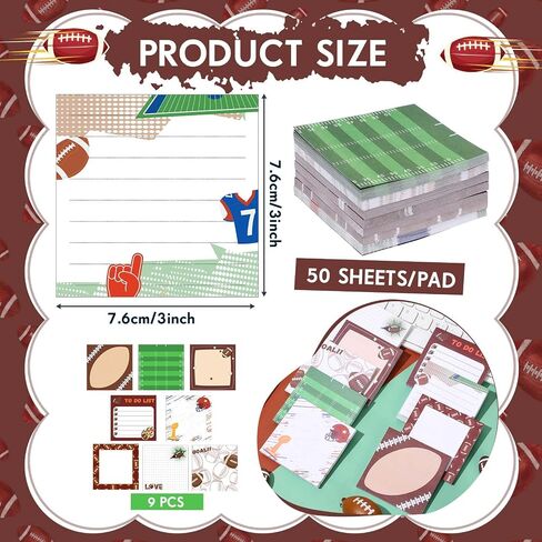 Thenshop 9 Pads Sport Sticky Notes Ball Self Stick Notepads 3x3 Inches Notes Cute Adhesive Memo Pad Gifts for Office Sports Birthday Party Favors(Basketball) in Kuwait