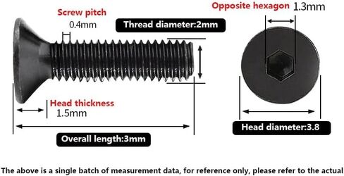 50PCS M2 5mm Grade 10.9 Alloy Steel Flat Hex Socket Head Cap Black Oxidation Screws (50, M2 5mm) in Kuwait