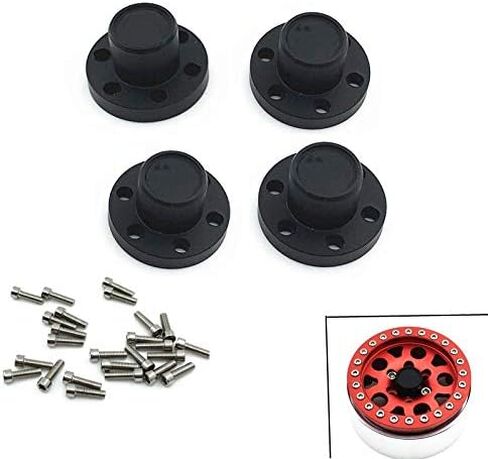 RCLions RC Car 1.9inch Wheel Rims Hub Cap for 1/10th Scale RC Electric Crawler Car (Black) in Kuwait