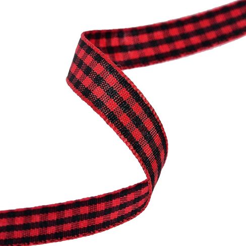 Yama Gingham Ribbon 3/8 "بعرض 25 ياردة ، شريط منقوش أحمر وأسود لحرف DIY ، غلاف الهدايا ، وملحقات خياطة النسيج in Kuwait