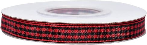 Yama Gingham Ribbon 3/8 "بعرض 25 ياردة ، شريط منقوش أحمر وأسود لحرف DIY ، غلاف الهدايا ، وملحقات خياطة النسيج in Kuwait