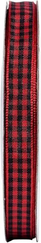 Yama Gingham Ribbon 3/8 "بعرض 25 ياردة ، شريط منقوش أحمر وأسود لحرف DIY ، غلاف الهدايا ، وملحقات خياطة النسيج in Kuwait