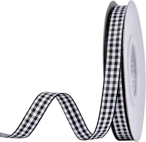 Yama Gingham Ribbon 3/8 "بعرض 25 ياردة ، شريط منقوش أحمر وأسود لحرف DIY ، غلاف الهدايا ، وملحقات خياطة النسيج in Kuwait