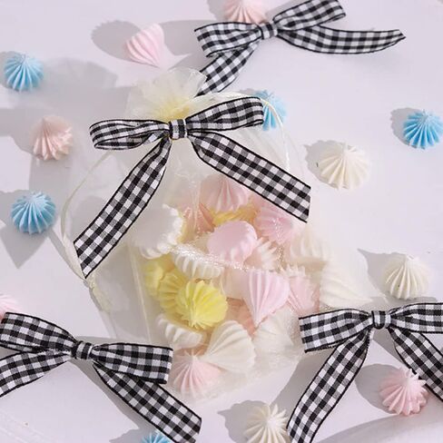 Yama Gingham Ribbon 3/8 "بعرض 25 ياردة ، شريط منقوش أحمر وأسود لحرف DIY ، غلاف الهدايا ، وملحقات خياطة النسيج in Kuwait