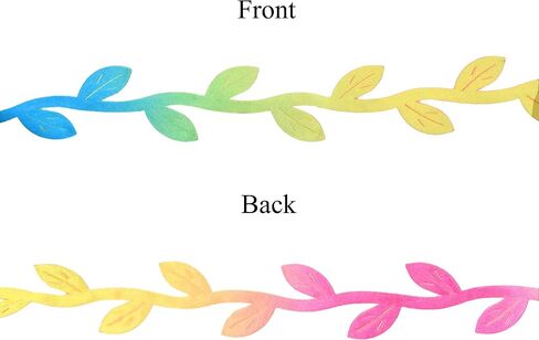 Mandala Crafts Rainbow Leaf Ribbon for Crafts - Rainbow Leaf Garland Wedding Ribbon - 20 Yards Rainbow Leaves String Rainbow Ribbon Leaf Trim for Artificial Veins Room Decor in Kuwait