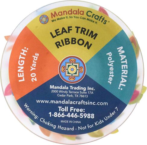 Mandala Crafts Rainbow Leaf Ribbon for Crafts - Rainbow Leaf Garland Wedding Ribbon - 20 Yards Rainbow Leaves String Rainbow Ribbon Leaf Trim for Artificial Veins Room Decor in Kuwait