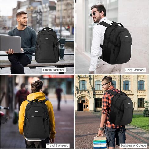 MOMUVO School Backpack for Men Teen Boys,College Bookbag Computer Compact Backpack for School Uni Travel Business Office, 15.6 inch, Black in Saudi Arabia