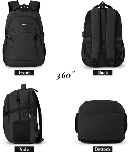 MOMUVO School Backpack for Men Teen Boys,College Bookbag Computer Compact Backpack for School Uni Travel Business Office, 15.6 inch, Black in Saudi Arabia