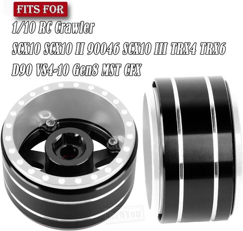 RC 1.9 Beadlock Wheels Adjustable 4 Offsets Rims for 1/10 TRX4 TRX6 SCX10 D90 Gen8 VS4-10 MST CFX RC Crawler Car,1.9 Beadlock Wheels Adjustable 4 Negative Offsets Rims,Black in Saudi Arabia