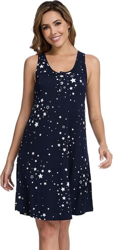 WiWi Viscose from Bamboo Nightgowns for Women Summer Tank Pajama Gowns Sleeveless Sleep Shirts S-XXL in Kuwait