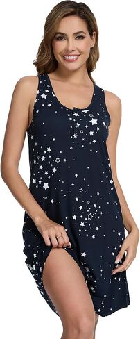 WiWi Viscose from Bamboo Nightgowns for Women Summer Tank Pajama Gowns Sleeveless Sleep Shirts S-XXL in Kuwait