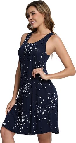 WiWi Viscose from Bamboo Nightgowns for Women Summer Tank Pajama Gowns Sleeveless Sleep Shirts S-XXL in Kuwait