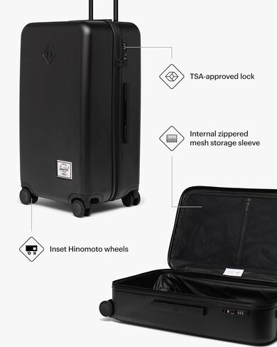 حقيبة هيرشيل هارد شيل مع عجلات دوارة 360 درجة، مقبض تلسكوبي قابل للسحب، شعاع القمر in Kuwait