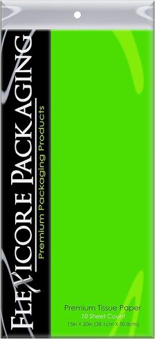 Flexicore Packaging |Orange Gift Wrap Tissue Paper | Size: 15 Inch X 20 Inch | Count: 10 Sheets | DIY Craft, Art, Wrapping, Crepe, Decorations, Pom Pom, Packing & Party (Lime Green) in Kuwait