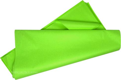 Flexicore Packaging |Orange Gift Wrap Tissue Paper | Size: 15 Inch X 20 Inch | Count: 10 Sheets | DIY Craft, Art, Wrapping, Crepe, Decorations, Pom Pom, Packing & Party (Lime Green) in Kuwait