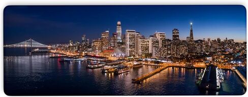 San Francisco Bay Bridge Night, Non-Slip Desk Pad, Desk Mat with Seamed Edges, Gaming Mouse Pad, Computer Mat Big Mousepad, Keyboard Mouse Mat for Office, Home(31.5 X 11.8 Inch, 3mm Thick) in Kuwait