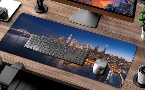 San Francisco Bay Bridge Night, Non-Slip Desk Pad, Desk Mat with Seamed Edges, Gaming Mouse Pad, Computer Mat Big Mousepad, Keyboard Mouse Mat for Office, Home(31.5 X 11.8 Inch, 3mm Thick) in Kuwait