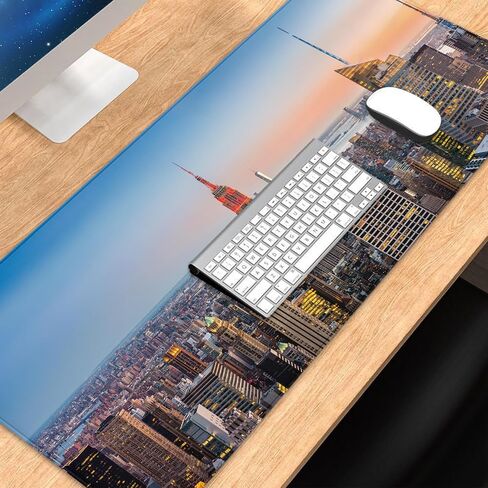 San Francisco Bay Bridge Night, Non-Slip Desk Pad, Desk Mat with Seamed Edges, Gaming Mouse Pad, Computer Mat Big Mousepad, Keyboard Mouse Mat for Office, Home(31.5 X 11.8 Inch, 3mm Thick) in Kuwait