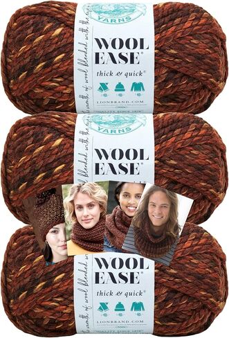 Lion Brand Yarn - Wool-Ease Thick & Quick - Prints & Stripes - 3 Pack with Needle Gauge - 640-535 (River Run) in Saudi Arabia