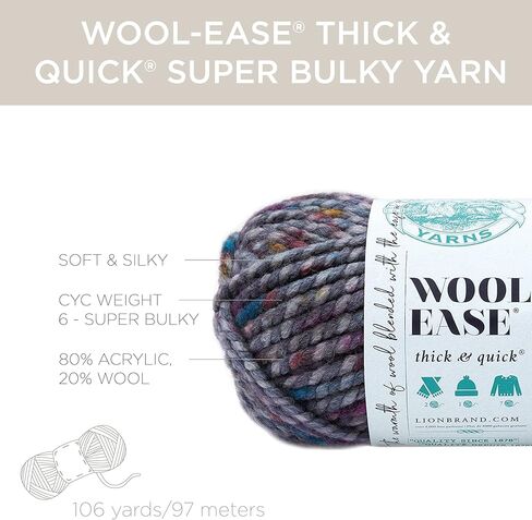 خيوط Lion Brand - صوف - صوف وسرعة - مطبوعات وخطوط - 3 عبوات مع مقياس الإبرة - 640-535 (River Run) in Kuwait