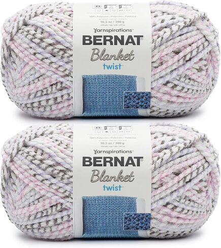 Bernat Blanket Twist Dove Yarn - 2 Pack of 300g/10.5oz - Polyester - 6 Super Bulky - Knitting/Crochet in Saudi Arabia