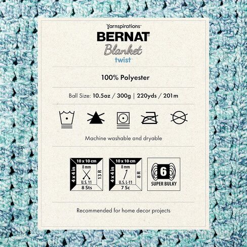 Bernat Blanket Twist Dove Yarn - 2 Pack of 300g/10.5oz - Polyester - 6 Super Bulky - Knitting/Crochet in Saudi Arabia
