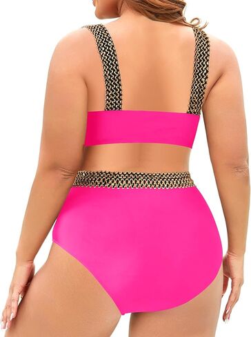 Tempt Me Women Plus Size High Waisted Bikini Set Two Piece Tummy Conteol Swimsuit in Saudi Arabia