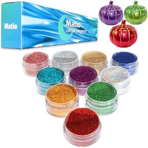 Matio Chrome Powder,10 Color Metallic Mirror Effect Mica Powder Glitter Each Jar 2g, Metallic Pigment Holographic Chrome Pigment Powder for Resin Craft, Nail Art, Slime,Tumbler,Oil Painting,Resin Mold