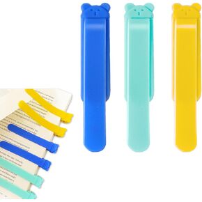 6pcs Automatic Silicone Bookmarks - Cute, Unique Book Markers for Reading, Stay-in-Place Book Page Holder for Women, Men, Kids, Book Lovers - Perfect Reading Accessories Gift